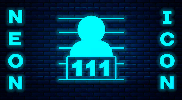 发光的霓虹灯可疑的犯罪图标孤立图片下载