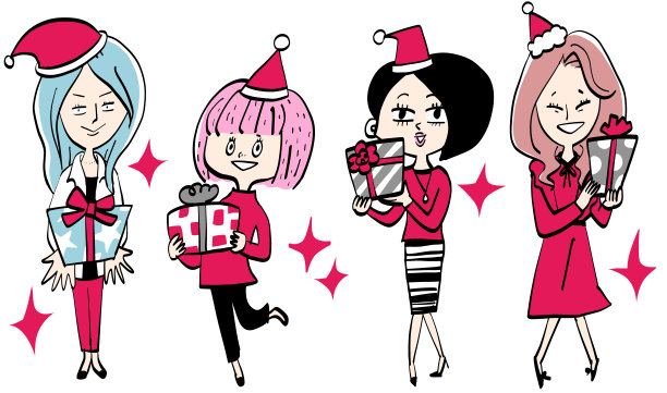 圣诞老人送的带丝带的礼品盒图片下载