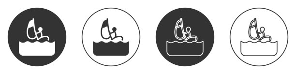 黑色风帆冲浪图标孤立在白色图片下载