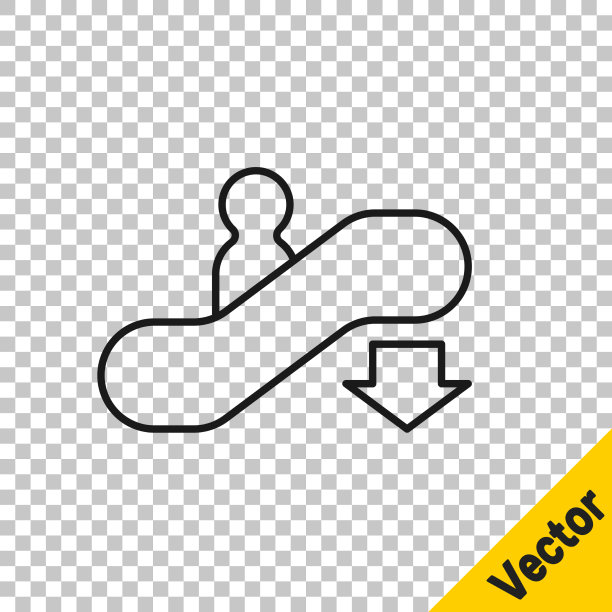 黑线自动扶梯下行图标隔离图片下载