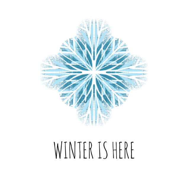 雪花插图在蓝色孤立在白色图片下载