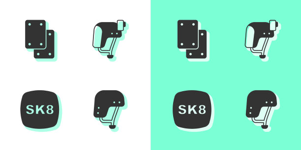 设置滑板头盔、护膝和图标图片下载