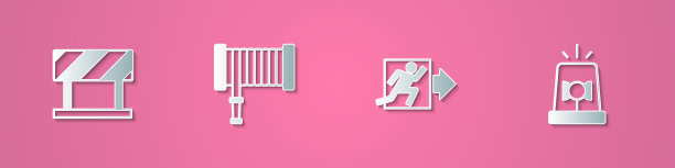 设置剪纸路障消防水带卷筒出口图片下载