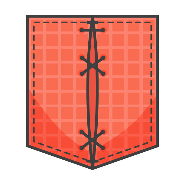 休闲风格的格子口袋补丁元素图片下载