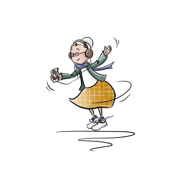 奶奶听录音机上的音乐图片下载