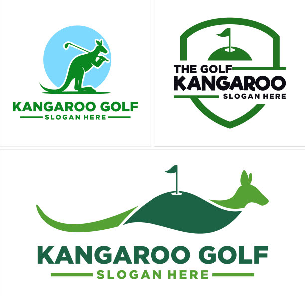 运动俱乐部高尔夫与袋鼠和高尔夫球场的标志图片下载