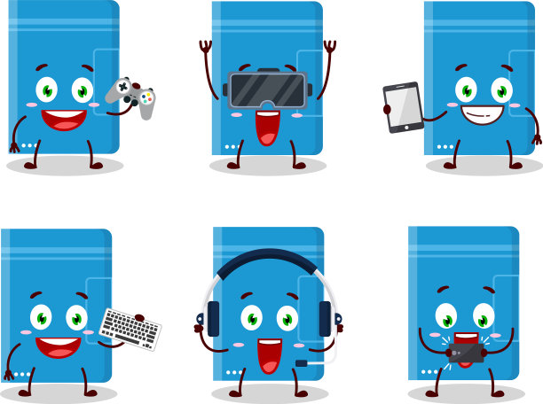 移动电源卡通人物正在玩游戏图片下载