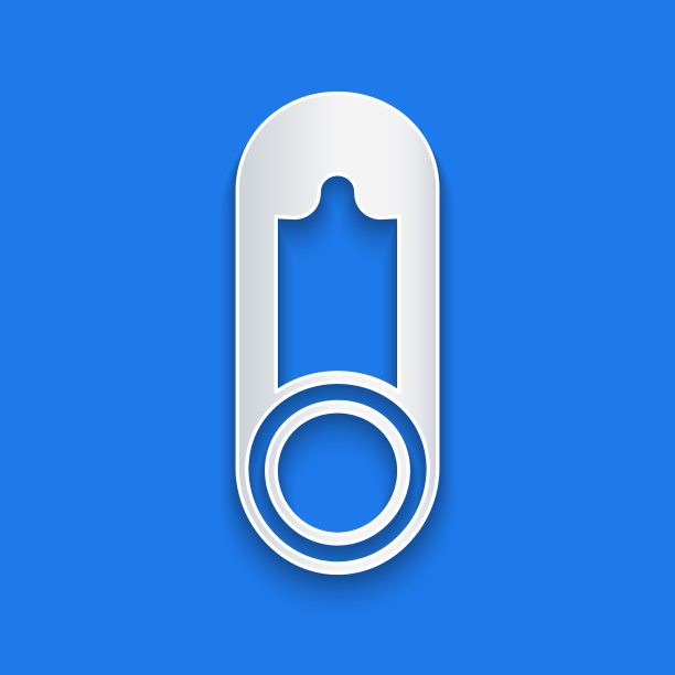 剪纸婴儿衣服别针图标孤立在蓝色图片下载