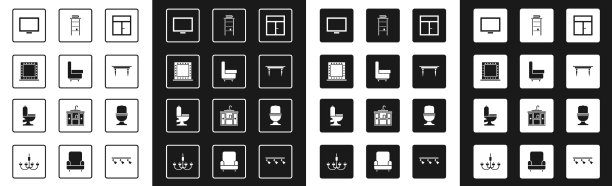 在房间的扶手椅上设置窗户化妆镜图片下载