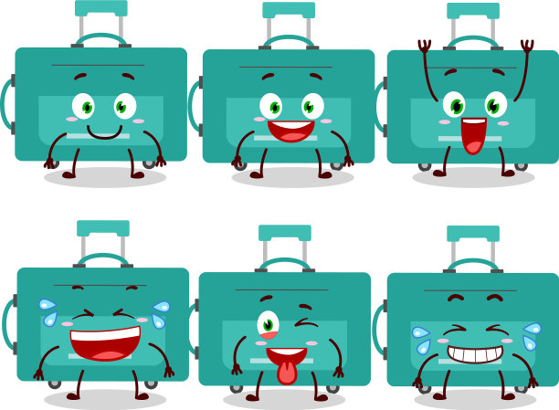 卡通人物的迷你行李带着微笑图片下载