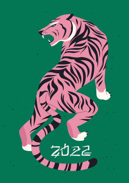 绿色背景下的老虎图片下载