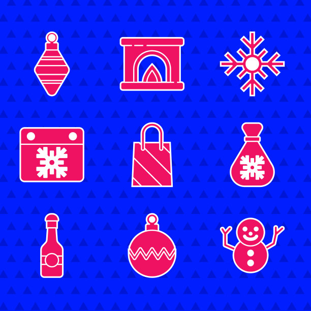 设置圣诞购物袋球雪人圣诞老人图片下载