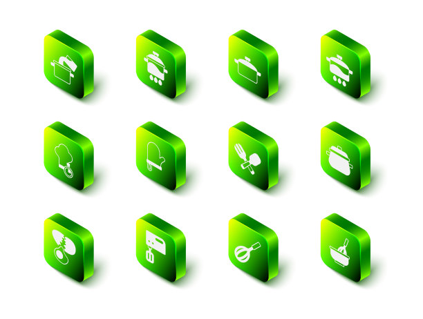 设置锅厨房搅拌器与碗交叉图片下载