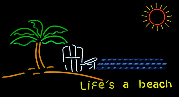 照片合成复古霓虹灯标志海滩派对图片下载