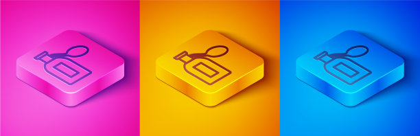 等距线香水图标孤立在粉红色和图片下载