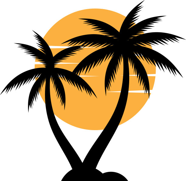棕榈树日落图标设计模板图片下载