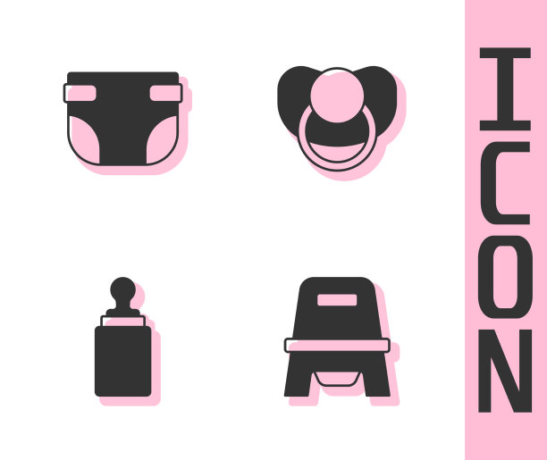 设置婴儿尿壶尿布瓶和奶嘴图片下载