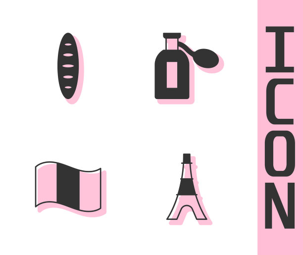 设置埃菲尔铁塔法国法棍面包旗图片下载