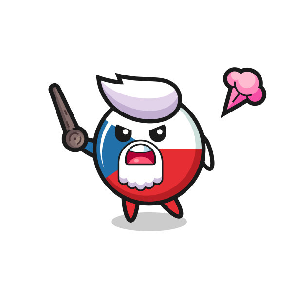 爷爷得到了可爱的捷克国旗徽章图片下载