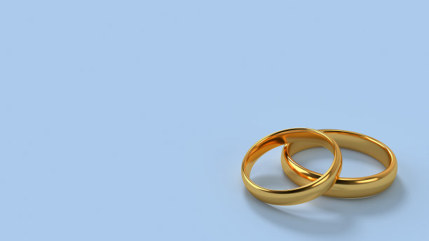 两枚空白背景的结婚金戒指图片下载