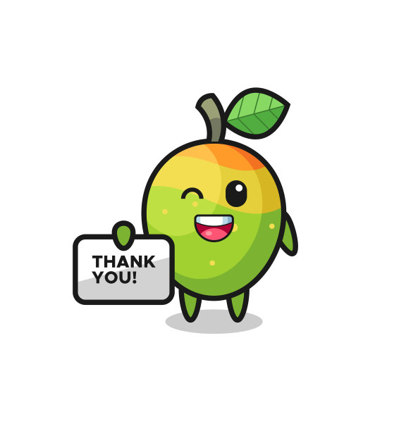 芒果的吉祥物举着横幅，上面写着图片下载