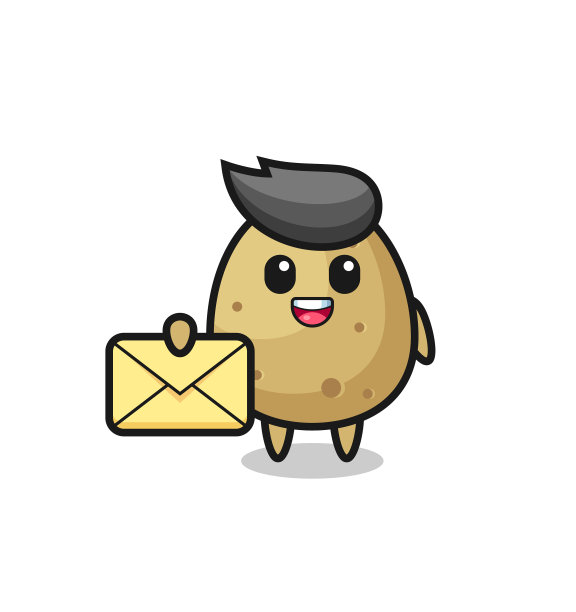 土豆的卡通拿着黄色的信图片下载