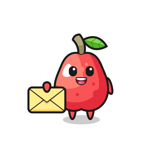 卡通水苹果拿着黄色的字母图片下载