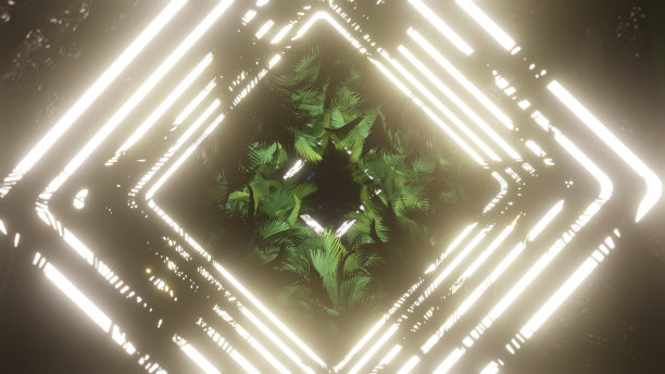 霓虹灯下的棕榈树图片下载