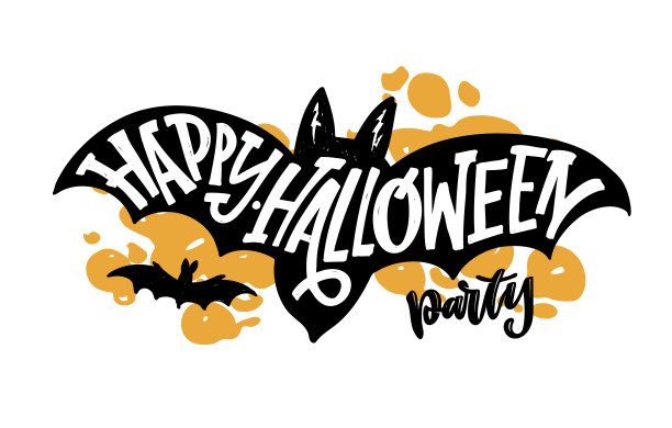 万圣节快乐-可爱的手绘涂鸦字母标签。万圣节派对-不给糖就捣蛋。为海报，网页，横幅，t恤设计，图案，背景的文字艺术。图片下载