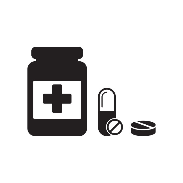 药瓶和药丸图标。黑白图标。矢量图图片下载