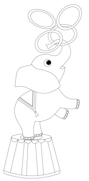 可爱的小象在马戏团里玩戒指。图片下载