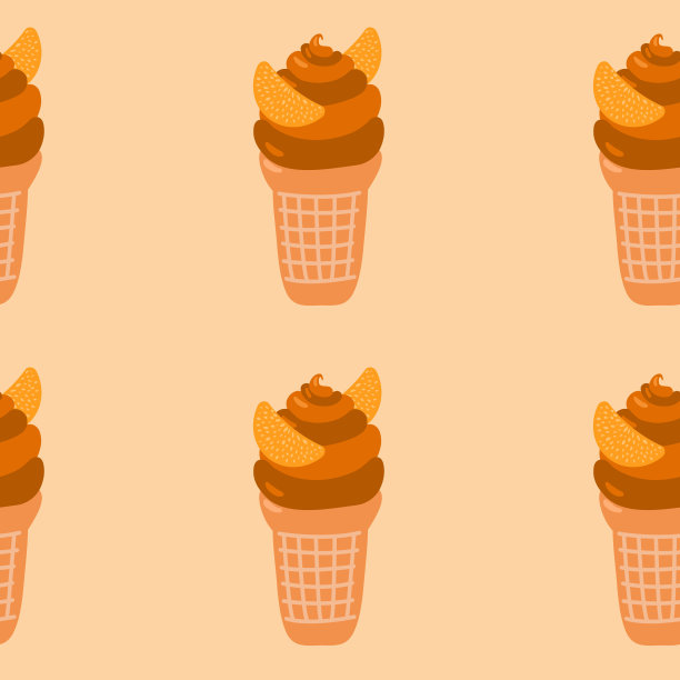 矢量时尚无缝模式咬冰淇淋。现代夏季时尚印花背景图片下载
