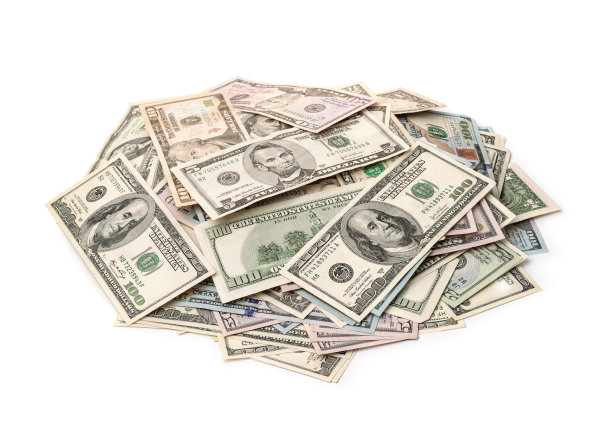 一堆各式各样的美元钞票图片下载