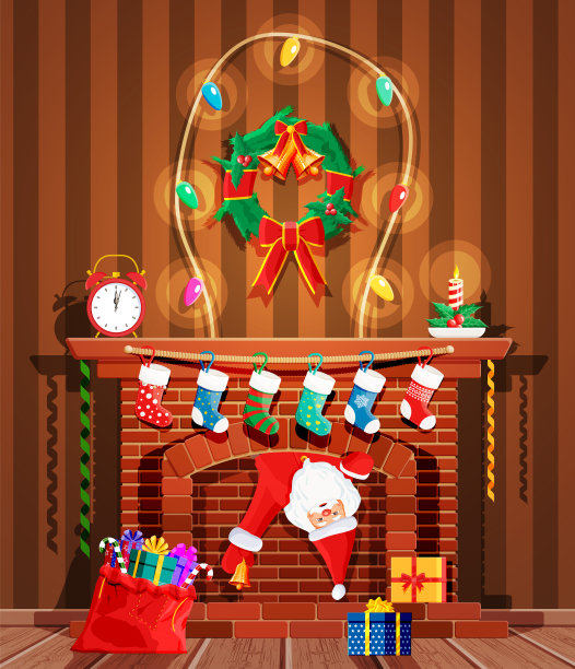 圣诞老人卡在烟囱里了。图片下载