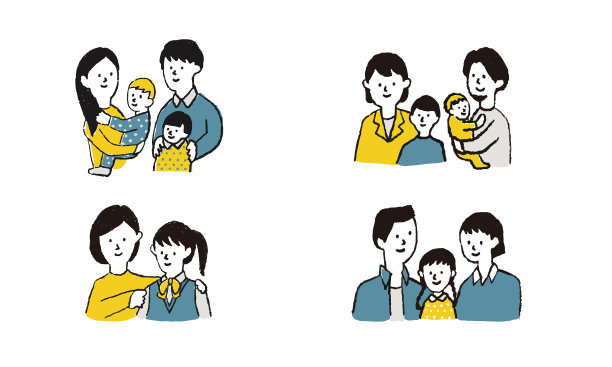 亚洲家庭插图图标集图片下载