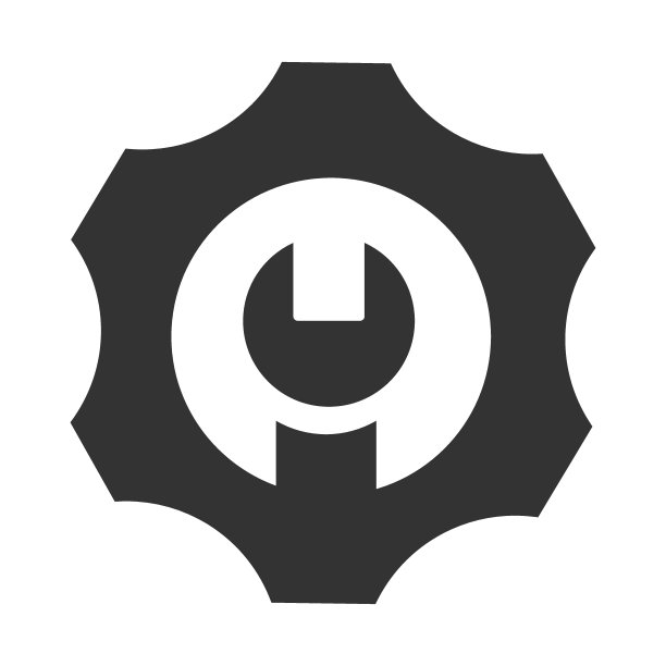 齿轮扳手标志。调整的象征。黑白平面图标。图片下载