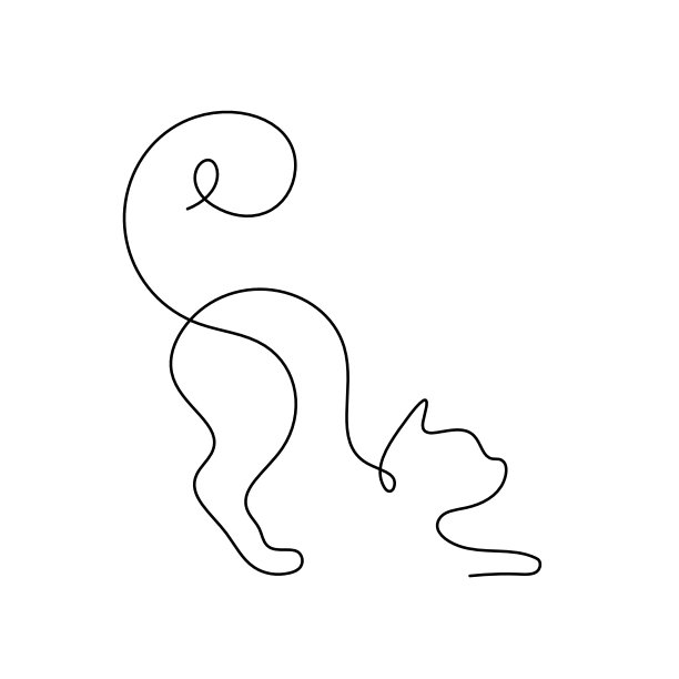 在白色的线条上画出抽象的猫的轮廓图片下载