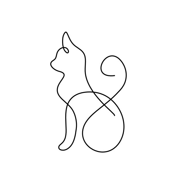 在白色的线条上画出抽象的猫的轮廓图片下载