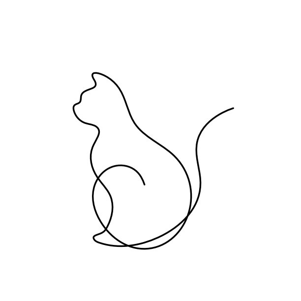 在白色的线条上画出抽象的猫的轮廓图片下载