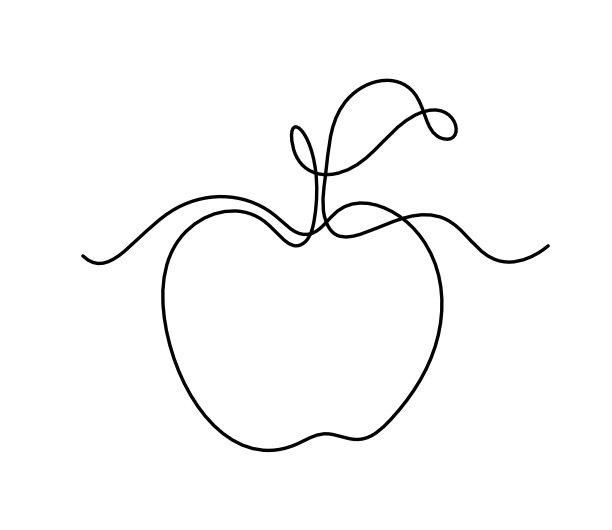 在白色背景上画线苹果图片下载