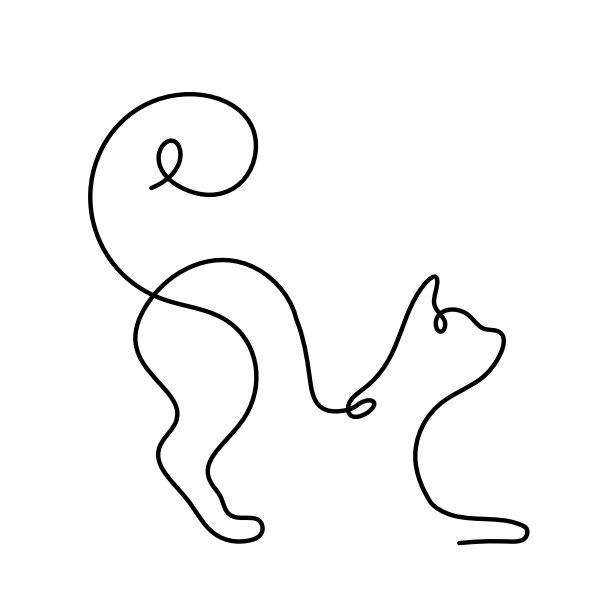 在白色的线条上画出抽象的猫的轮廓图片下载