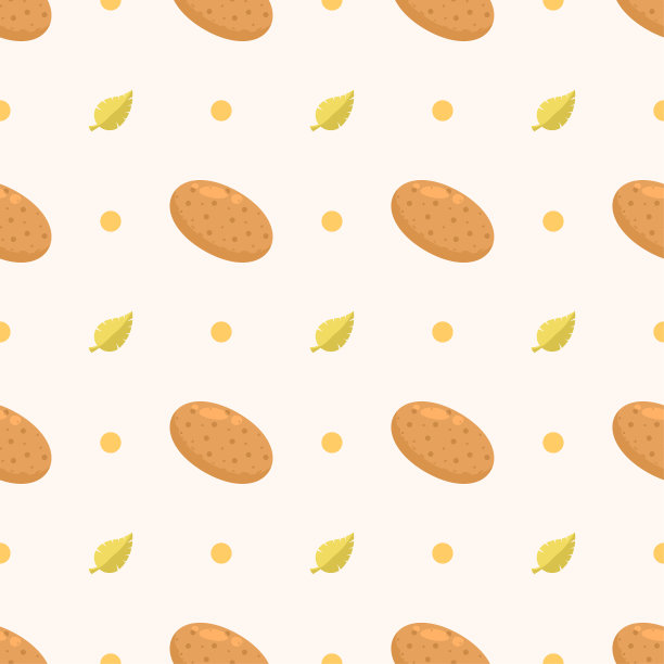 无缝图案抽象元素蔬菜食物土豆与叶子矢量设计风格背景插图纹理打印纺织品，服装，礼品包装，墙纸，粉彩图片下载