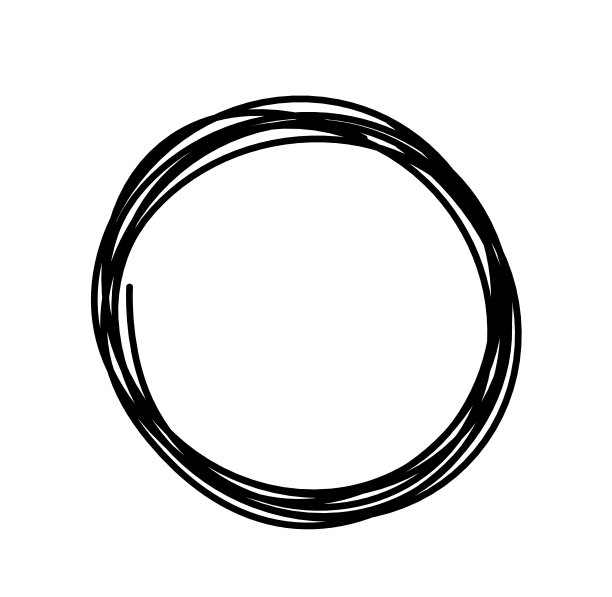 抽象的黑色圆圈作为线条绘制在白色作为背景图片下载