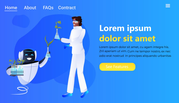 非裔美国科学家用机器人拿着试管进行转基因植物科学研究图片下载