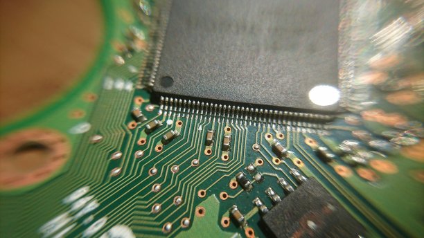 绿色PCB板上IC图片下载