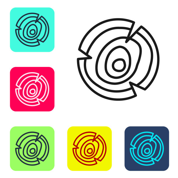 黑线木圆木图标孤立在白色背景。堆柴火。在彩色方形按钮中设置图标。向量图片下载