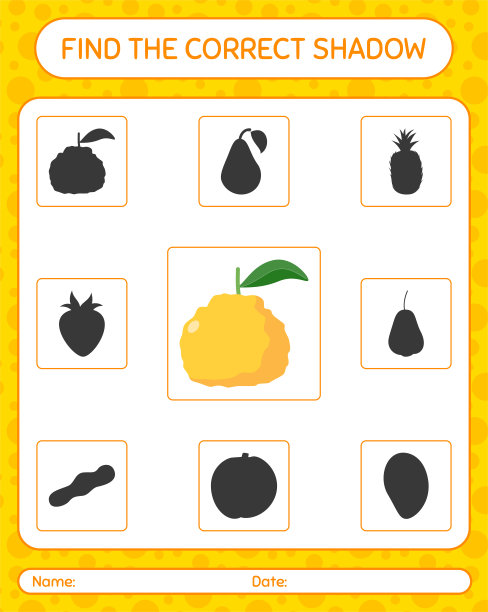 找到正确的阴影游戏与丑陋。学龄前儿童的工作表，儿童活动表图片下载