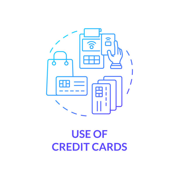 信用卡使用蓝色渐变概念图标图片下载