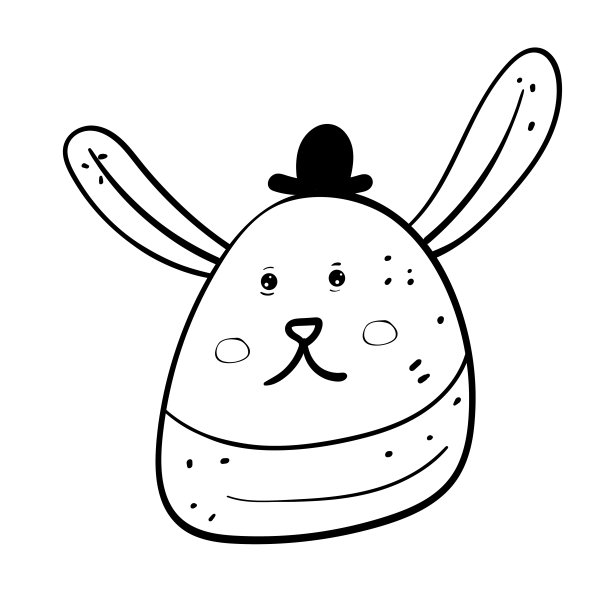 有趣的兔子或兔子在帽子复活节插图着色书图片下载