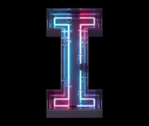 金属霓虹灯镜面字体。紫外线。图片下载
